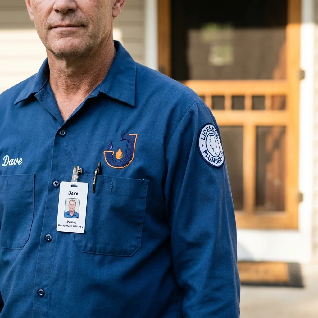 Licensed plumber showing ID badge in Ridgeville, SC