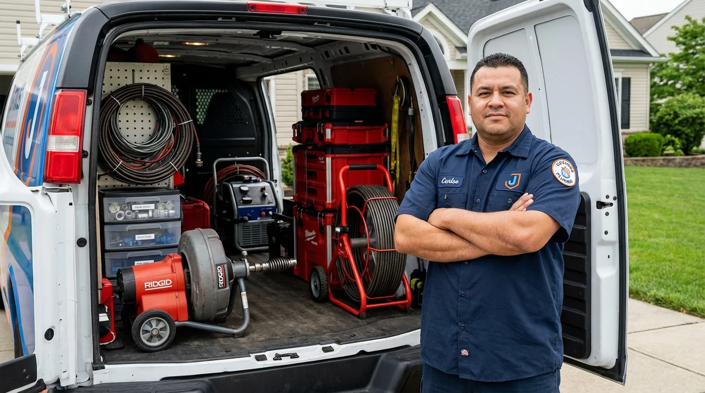 Professional drain cleaning equipment and Johns Plumbing LLC plumber in Ridgeville