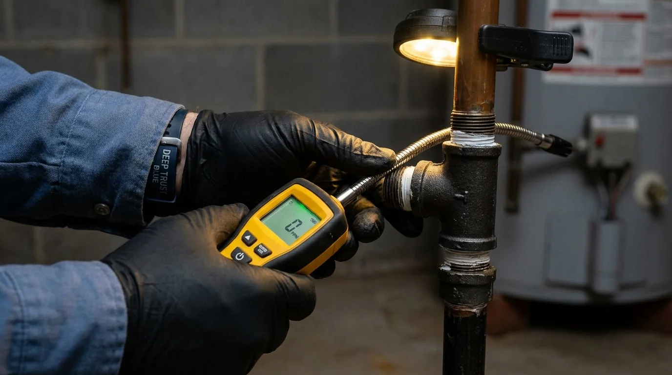 Gas leak detection with electronic sniffer by Johns Plumbing LLC in Ridgeville