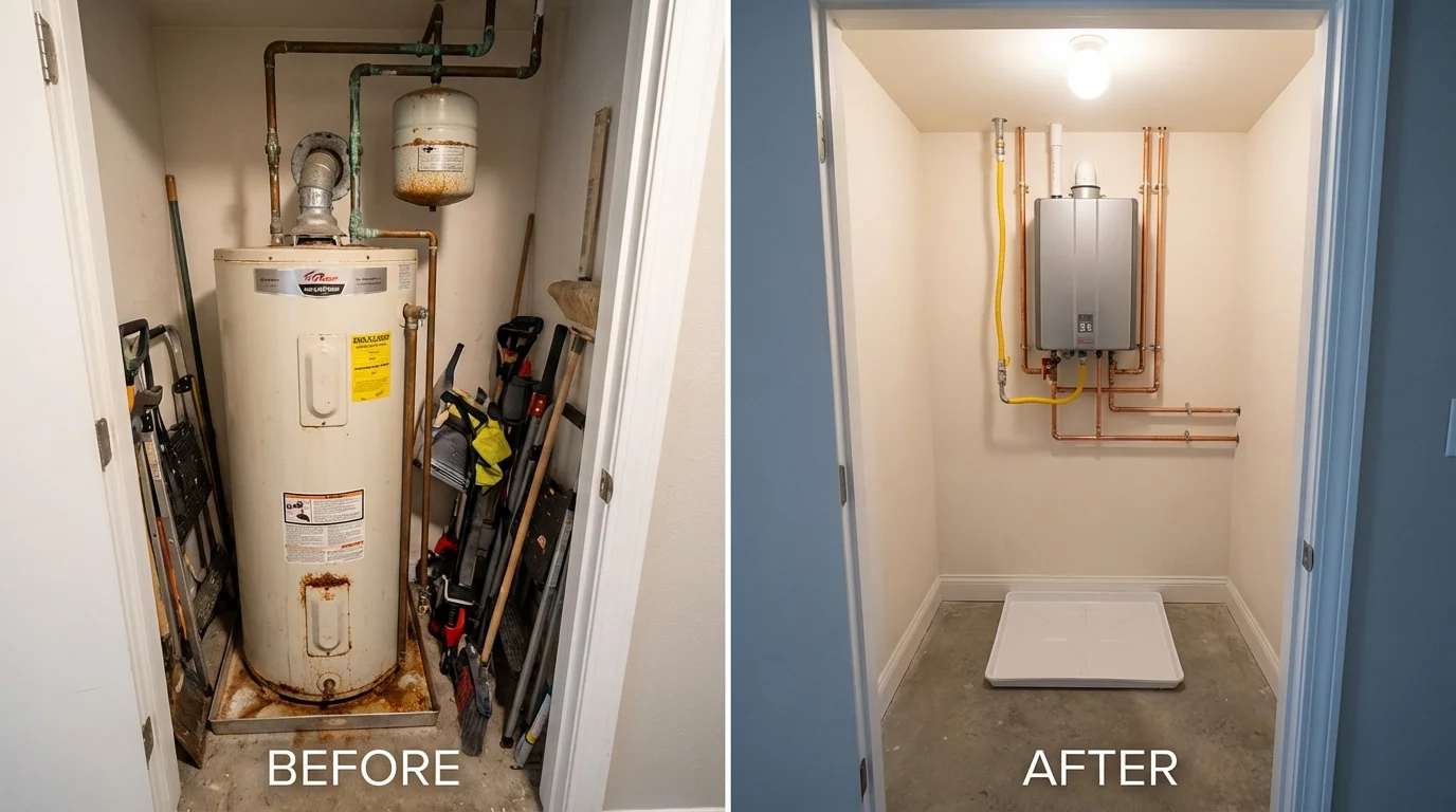 Tank water heater versus wall-mounted tankless unit comparison for Ridgeville, SC homeowners